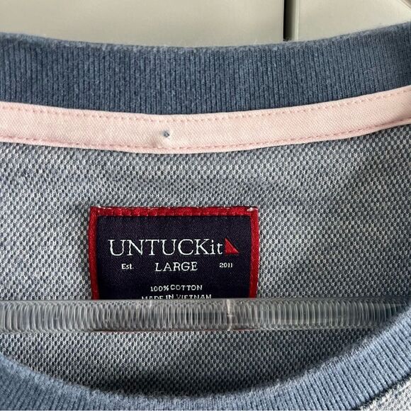 Untuckit Mens Pullover Sweater Large 100% Cotton Blue Andrews - Picture 3 of 11